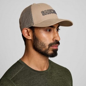 Beige Saucony Adjustable Snap Back Men's Trucker Hats | EGYPT ORHDIU