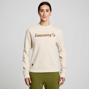 Beige Saucony Recovery Crew Women's Sweatshirt | EGYPT UOMFTV