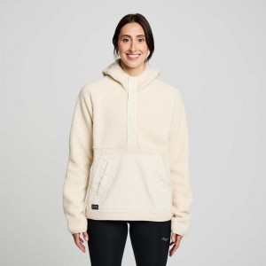 Beige Saucony Recovery Sherpa Pullover Women's Hoodie | EGYPT WQAGSI