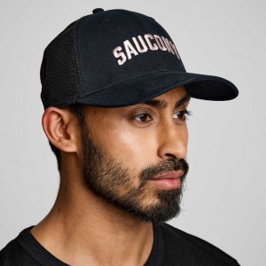 Black Saucony Adjustable Snap Back Men's Trucker Hats | EGYPT JBWNME