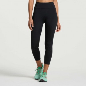 Black Saucony Explorer Utility Crop Women's Tight | EGYPT DEQPLN