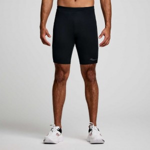 Black Saucony Fortify Lined Half Men's Tight | EGYPT IOJMZN