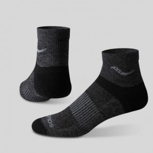 Black Saucony Inferno Merino Wool Blend Quarter 3-Pack Men's Socks | EGYPT OBQURY