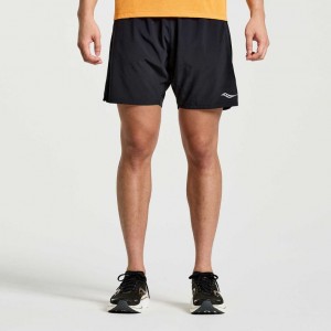 Black Saucony Outpace 7" Men's Shorts | EGYPT VXAULB