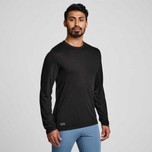 Black Saucony Peregrine Merino Long Sleeve Men's T-Shirt | EGYPT HSWGMC