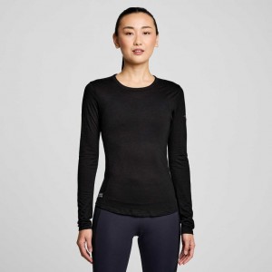 Black Saucony Peregrine Merino Long Sleeve Women's T-Shirt | EGYPT PFVJBK