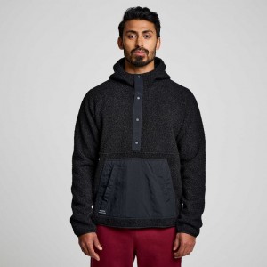 Black Saucony Recovery Sherpa Pullover Men's Hoodie | EGYPT GLTIRY