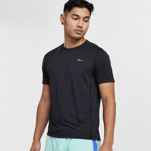 Black Saucony Stopwatch Short Sleeve Men's T-Shirt | EGYPT HAERXC