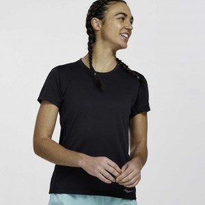 Black Saucony Stopwatch Short Sleeve Women's T-Shirt | EGYPT GBAWNS