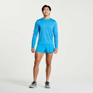 Blue Saucony Stopwatch Long Sleeve Men's T-Shirt | EGYPT PYHBJU