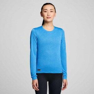 Blue Saucony Stopwatch Long Sleeve Women's T-Shirt | EGYPT IBAPRE