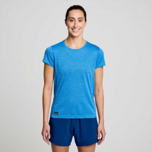 Blue Saucony Stopwatch Short Sleeve Women's T-Shirt | EGYPT FSQBMO