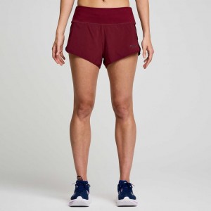 Burgundy Saucony Outpace 2.5" Split Women's Shorts | EGYPT PZKVOW