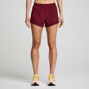 Burgundy Saucony Outpace 3" Women's Shorts | EGYPT GVBNOL