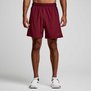 Burgundy Saucony Outpace 7" Men's Shorts | EGYPT EQDORU