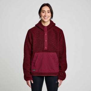 Burgundy Saucony Recovery Sherpa Pullover Women's Hoodie | EGYPT OGKVBQ