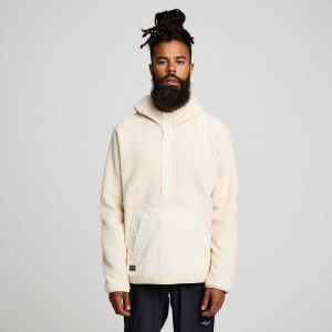 Cream Saucony Recovery Sherpa Pullover Men's Hoodie | EGYPT EAZKPO