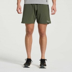 Dark Green Saucony Outpace 7" Men's Shorts | EGYPT ZJEDFK