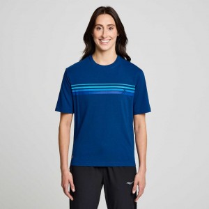 Indigo Saucony Recovery Short Sleeve Women's T-Shirt | EGYPT ZIMUJR