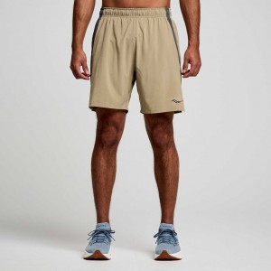 Khaki Saucony Outpace 7" Men's Shorts | EGYPT WBXUGV