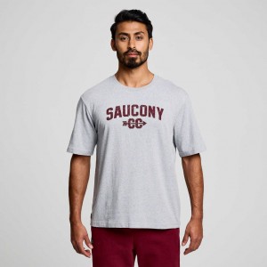 Light Grey Saucony Recovery Short Sleeve Men's T-Shirt | EGYPT DBMFOV