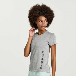 Light Grey Saucony Stopwatch Graphic Short Sleeve Women's T-Shirt | EGYPT MICSRY