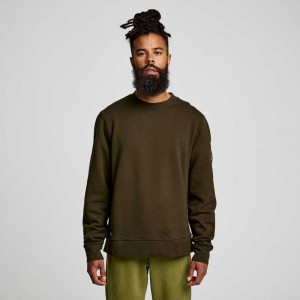 Olive Saucony Recovery Crew Men's Sweatshirt | EGYPT YKQWMZ