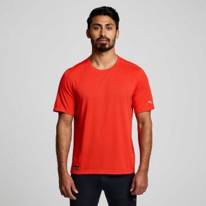 Orange Saucony Stopwatch Short Sleeve Men's T-Shirt | EGYPT KEUGWQ