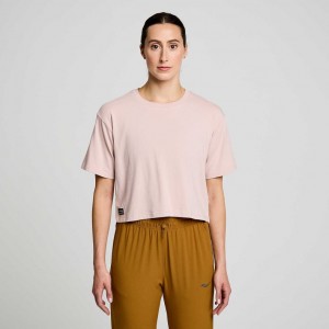 Pink Saucony Recovery Boxy Women's T-Shirt | EGYPT ERDMPG