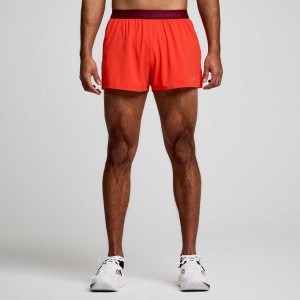 Red Saucony Outpace 2.5" Split Men's Shorts | EGYPT ZSEHOP