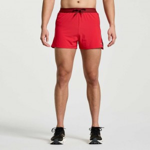 Red Saucony Outpace 3" Men's Shorts | EGYPT WXUPDZ