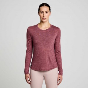 Red Saucony Peregrine Merino Long Sleeve Women's T-Shirt | EGYPT XAOUDC