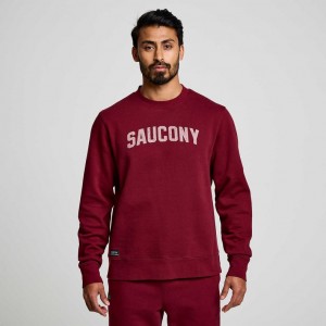 Red Saucony Recovery Crew Men's Sweatshirt | EGYPT FDQVBZ