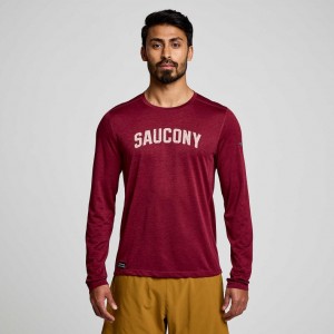 Red Saucony Stopwatch Graphic Long Sleeve Men's T-Shirt | EGYPT XBSPIJ