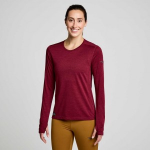 Red Saucony Stopwatch Long Sleeve Women's T-Shirt | EGYPT DRMALO