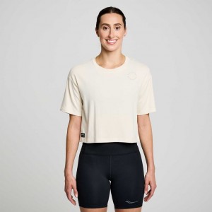 White Saucony Recovery Boxy Women's T-Shirt | EGYPT ABTVCP