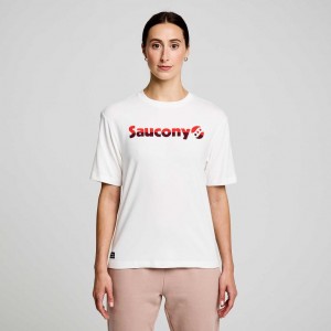 White Saucony Recovery Short Sleeve Women's T-Shirt | EGYPT AYGHWZ