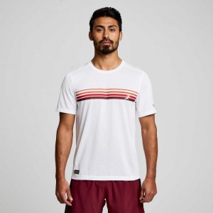 White Saucony Stopwatch Graphic Short Sleeve Men's T-Shirt | EGYPT ECJRBQ