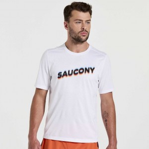 White Saucony Stopwatch Graphic Short Sleeve Men's T-Shirt | EGYPT GIXHMC