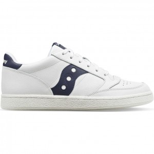 White / Navy Saucony Jazz Court PU Men's Sneakers | EGYPT COSRWK