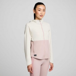 White / Pink Saucony Runshield Women's Jacket | EGYPT XHOZSY