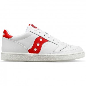 White / Red Saucony Jazz Court PU Men's Sneakers | EGYPT MJQAYS