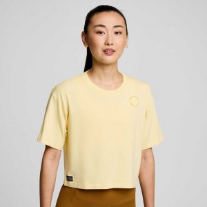 Yellow Saucony Recovery Boxy Women's T-Shirt | EGYPT PSKTCB