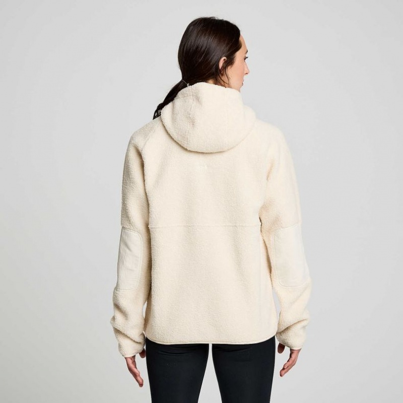 Beige Saucony Recovery Sherpa Pullover Women's Hoodie | EGYPT WQAGSI