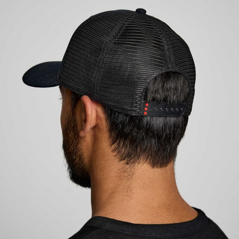 Black Saucony Adjustable Snap Back Men's Trucker Hats | EGYPT JBWNME