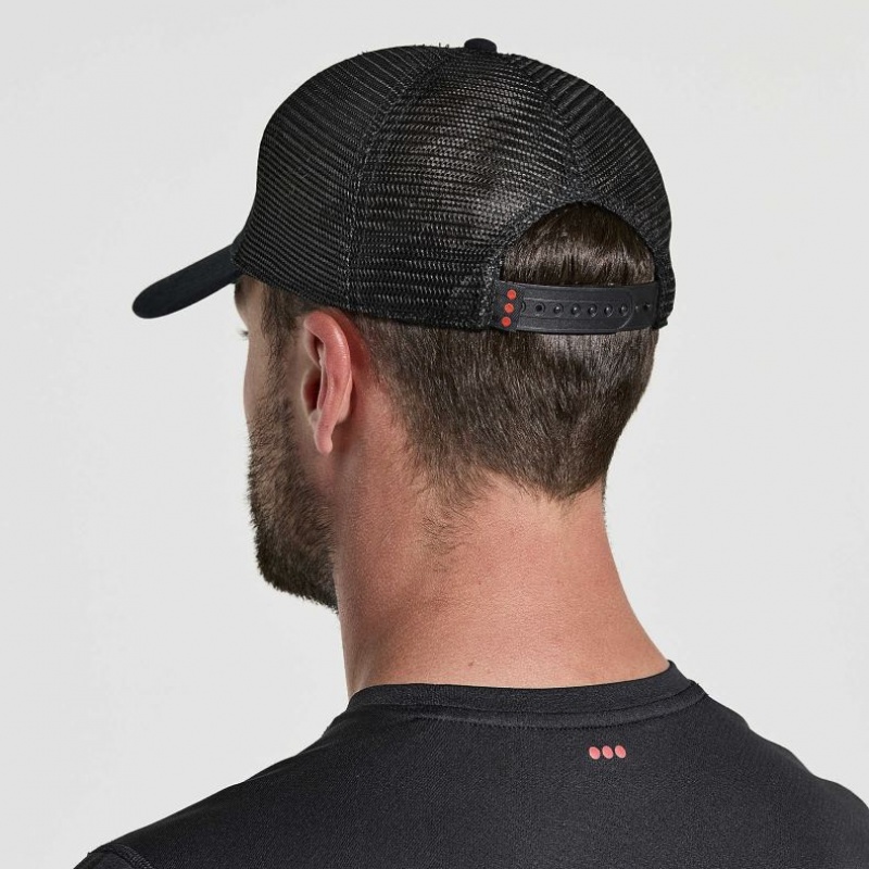 Black Saucony Adjustable Snap Back Men's Trucker Hats | EGYPT RQCAXN