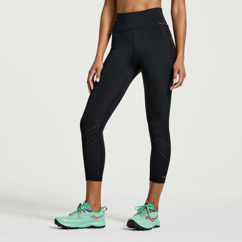 Black Saucony Explorer Utility Crop Women's Tight | EGYPT DEQPLN