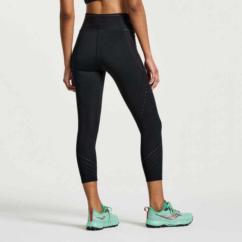 Black Saucony Explorer Utility Crop Women's Tight | EGYPT DEQPLN