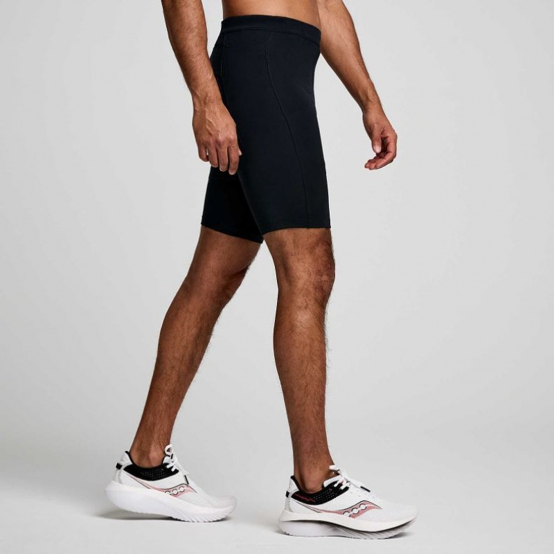 Black Saucony Fortify Lined Half Men's Tight | EGYPT IOJMZN