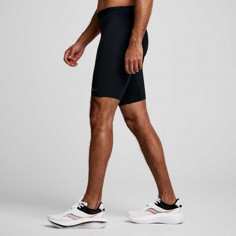 Black Saucony Fortify Lined Half Men's Tight | EGYPT IOJMZN